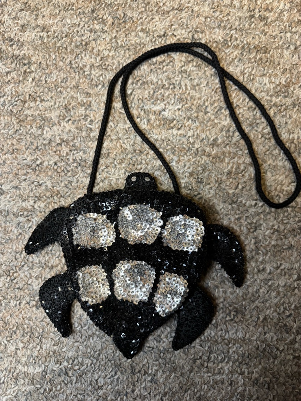 Sequin Turtle Crossbody Bag - Black & Silver
